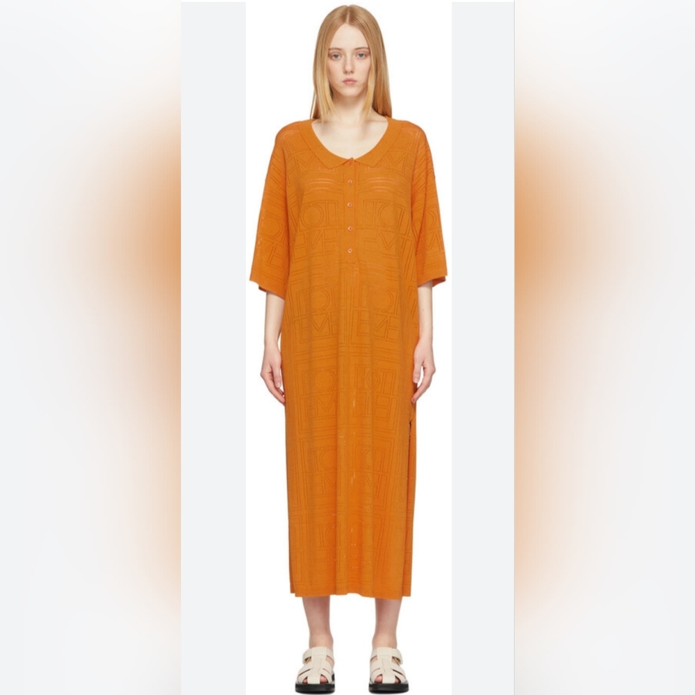 Toteme Orange Monogram Pointelle Maxi Dress Sz XS